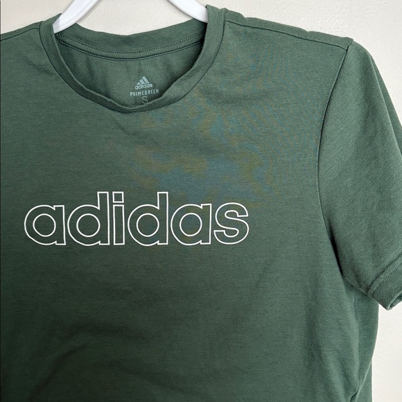Women’s Adidas Green Logo Short Sleeve Crop Tee Size Small - Picture 3 of 6